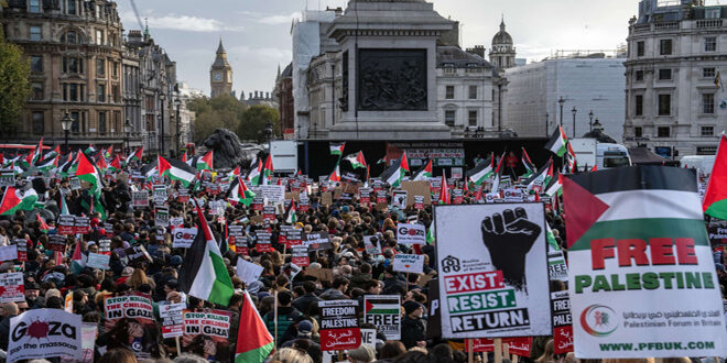 Manifestaciones en Praga en apoyo al pueblo palestino