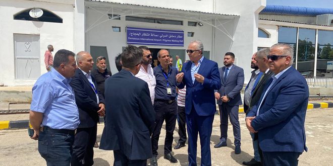 وزیر حمل و نقل از پیشرفت تمهیدات انتقال حجاج بيت الله از طریق فرودگاه دمشق بازدید کرد